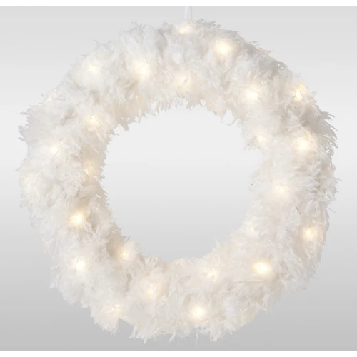 Karácsonyi-adventi 50 meleg fehér LED-es koszorú függődísz, 37 x 7 cm, elemes, időzíthető 8/16 órás