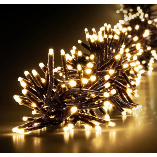 2400 LED-es nagyon sűrű Super Cluster fényfüzér, hálózati adapteres, meleg fehér, 8 féle fényjáték, időzíthető 8/16 órás, 6 m-es, IP44