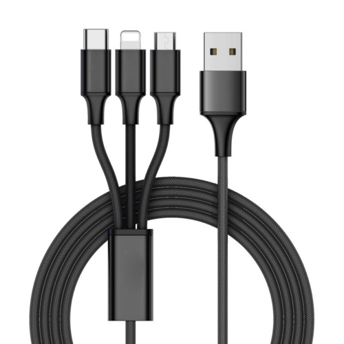3 az 1-ben USB kábel iPhone, micro USB, type-c, 1,2 m, arany, ezüst fekete színben