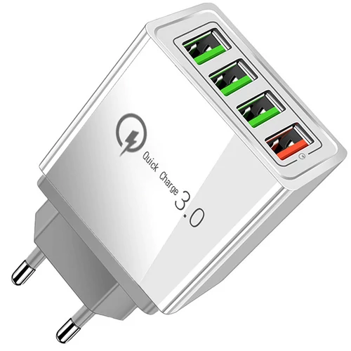 4 portos USB fali töltő – tökéletes adapter karácsonyi fényfüzérekhez, fehér