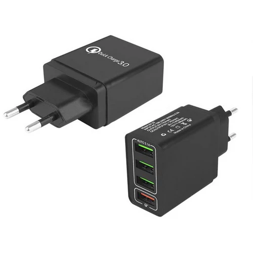 4 portos USB fali töltő – tökéletes adapter karácsonyi fényfüzérekhez, fekete
