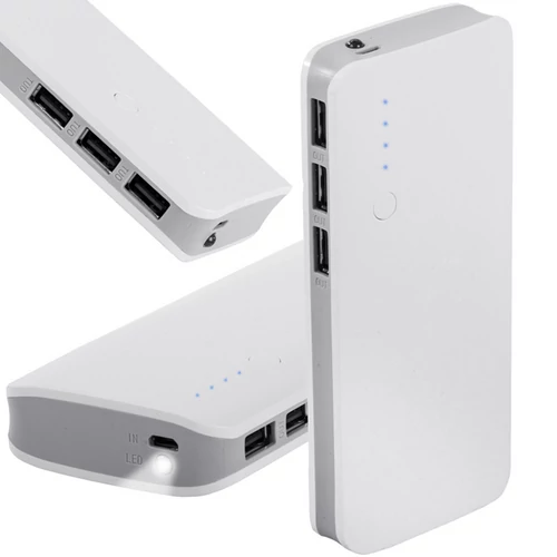 Powerbank 3 x USB, micro USB, 2.1 A, LED zseblámpa nagy teljesítményű, gyors, 10000 mAh 