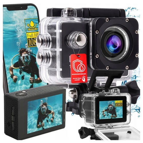 HD Vízálló sportkamera  WIFI 30m  PRO GO LCD kijelző és konzol tartó tok 