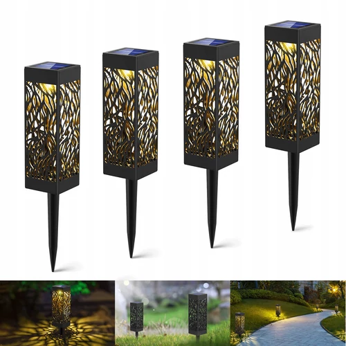 4 db-os napelemes LED lámpa szett, fénynyommal, modern dizájn, IP44, 39 x 6 x 6 cm