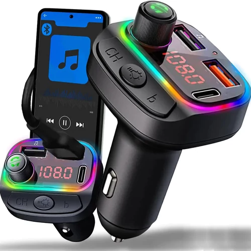 FM bluetooth transmitter és kihangosító, MP3, microSD, 2 db USB bemenettel