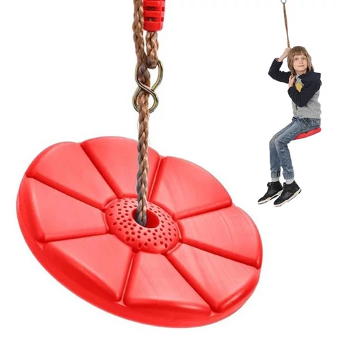 Gyerek műanyag korong hinta 190 cm-es kötéllel, 27 cm, piros