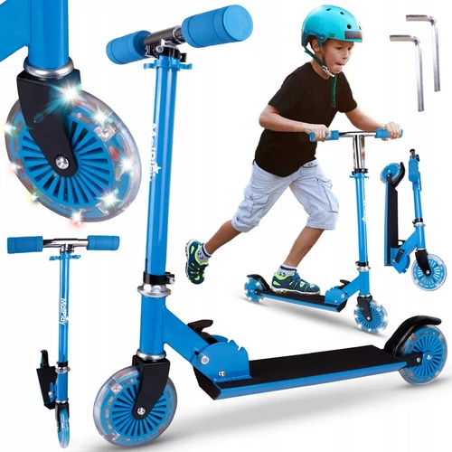 Világító LED kerekes összecsukható roller, gyerekeknek, 50 kg teherbírással