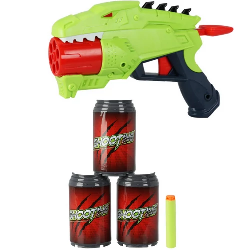 Cápa NERF darts pisztoly 8 DB EVA hab tölténnyel és 3 db palackkal, zöld, 27 x 23 x 5 cm