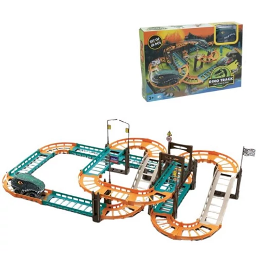 KidsToys Elemes Dino versenypálya játék gyerekeknek, 49 részes