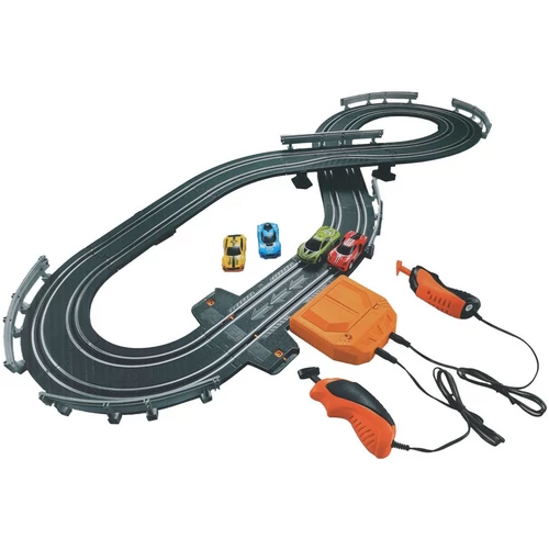 KidsToys Elemes Autós versenypálya, 93 x 43 cm, 2 kontroller, 4 versenyautó, 30 részes