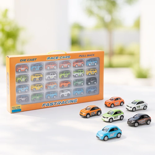 KidsToys 24 db-os pull-back autókészlet, 75 mm-es, 8 dizájnnal