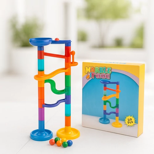 Marble Race golyópálya 8 golyóval – építsd meg a 42 cm magas versenypályát!