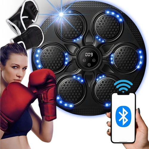 Boksz 15 ügyességi szintes 6 pontos edző pajzs MMA zenélő USB-s + bokszkesztyűvel 14590