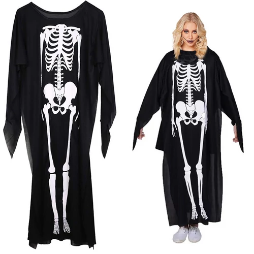 Coco csontváz, jelmez halloweenre fekete fehér,  26031