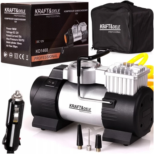 Kraft&amp;Dele Autós kompresszor, 12V, 190W, 40 L/perc