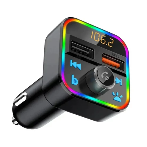 FM bluetooth transmitter és kihangosító, MP3, microSD, 2 db USB bemenettel
