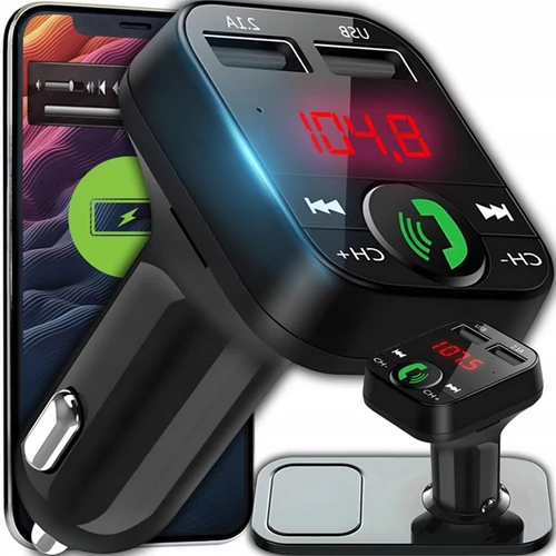 FM bluetooth transmitter és kihangosító, MP3, SD, 2 db USB bemenettel