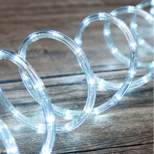 216 LED-es masszív fénykábel, kültéri-beltéri, 8 világítási móddal, hideg fehér, 9 m