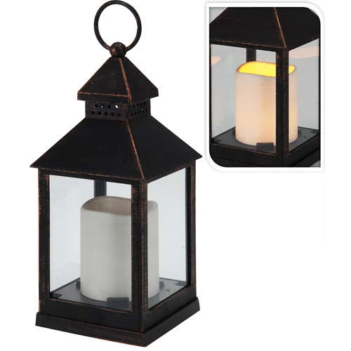 Holdfény lámpás LED-es gyertyával, 23 cm
