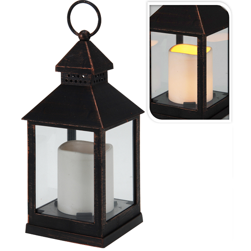 Holdfény lámpás LED-es gyertyával, 23 cm