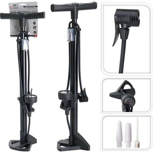 XQmax kerékpárpumpa, nyomásmérővel 11 bar 160 PSI, 63*15 cm, minden szelep típushoz