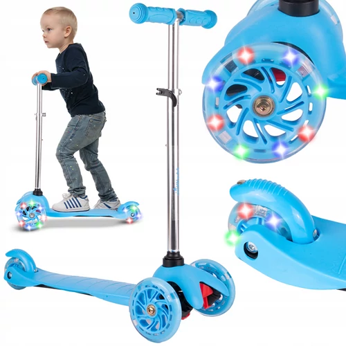 Világító LED-es 3 kerekes roller, gyerekeknek, kék