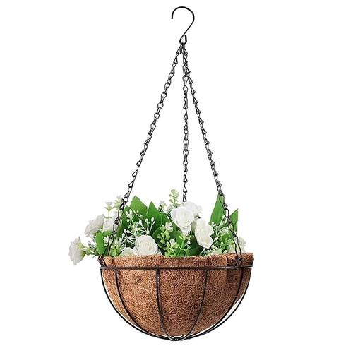 Függő Kókuszrost kaspó acél keretben, 25 cm