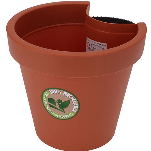 Ereszcsatornára rögzíthető virág kaspó, 23 cm, terrakotta