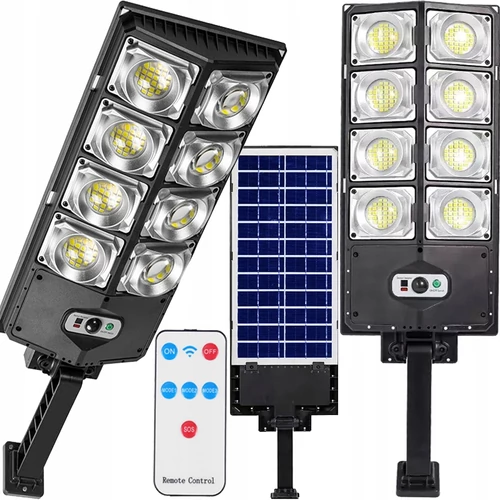 Nagyméretű kültéri napelemes, időjárásálló, LED reflektor, 400W, IP65