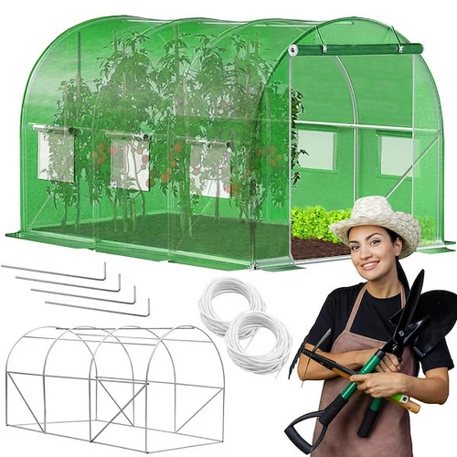 UV4 szűrős fémvázas fóliasátor, 140g/m2, 3 x 2 x 2 m, zöld