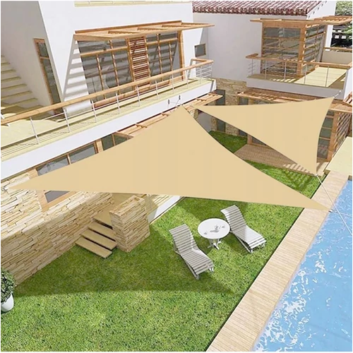 Háromszög napvitorla, árnyékoló, esőálló anyagból,  3 x 3 m - világosbézs