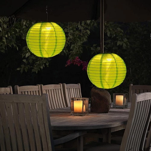 Nagyméretű Napelemes Party LED Lampion, 28 cm, zöld, 1db