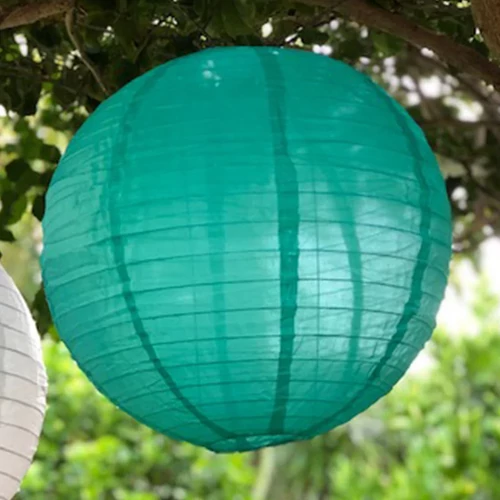 Nagyméretű Napelemes Party 15 LED Lampion, 40 cm, zöld, 1 db