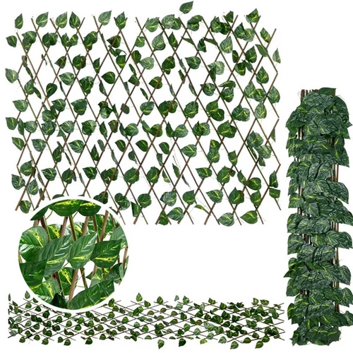 Belátásgátló teraszkorlát árnyékoló mű borostyánsövény tartó kerettel 290 x 60 cm