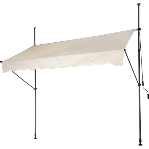 Ambience Feltekerhető Fali napellenző erkélyre teraszra, 2 db acél oszlop, 250 x 120 cm, krém szín