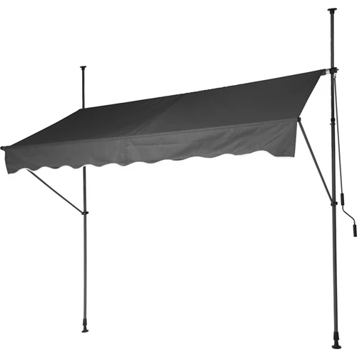 Ambience Feltekerhető Fali napellenző erkélyre teraszra, 2 db acél oszlop, 250 x 120 cm, szürke szín