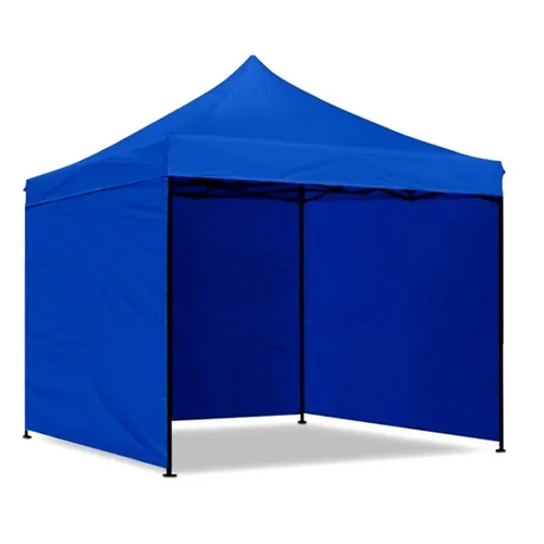 Kerti rendezvény pavilon Easy-Up 3 x 3 m-es stabil acélvázas pavilon, 3 oldalfallal, kék