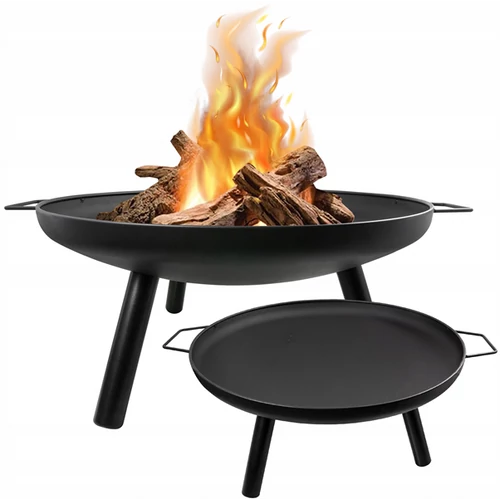 Hordozható tömör acél Grill fekete kerti tűzrakó tál, 58 cm