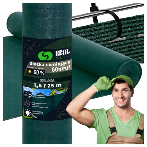 Kerítés belátásgátló háló, 1,5 m x 25 m, zöld, 60 g/m2, 60 %-os