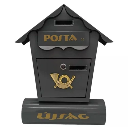 Horganyzott Acél zárható postaláda 37 × 10 5 × 47 cm 2 db kulccsal fekete