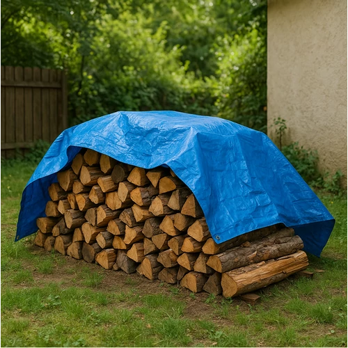 GardenLine 4x5 m-es vízálló ponyva tarpaulin alumínium rögzítőlyukkal kék 50 g/m2