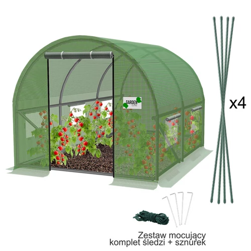 GardenLine UV4 szűrős horganyzott acélvázas fóliasátor 140g/m2 2 x 2 x 2 m zöld