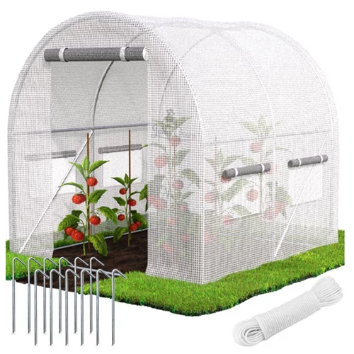 JohnGreen UV szűrős horganyzott fémvázas fóliasátor 140g/m2 2 x 2 x 2 m átlátszó fehér 3 db fémbordával