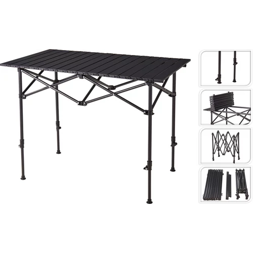ProGarden Masszív összecsukható és bővíthető fém Kemping asztal 95 x 55 x 50-80 cm fekete