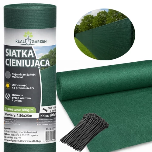 Kerítés belátásgátló háló, 1,5 m x 25 m, zöld, 180 g, 95 %-os, RG