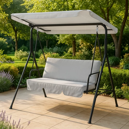 ProGarden 3 személyes kerti hintaágy 175 x 110 x 151 cm világosszürke 230g/m2 max 300 kg terhelhetőséggel