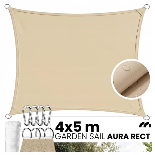 Napvitorla, árnyékoló, esőálló anyagból,  5 x 4 m - beige