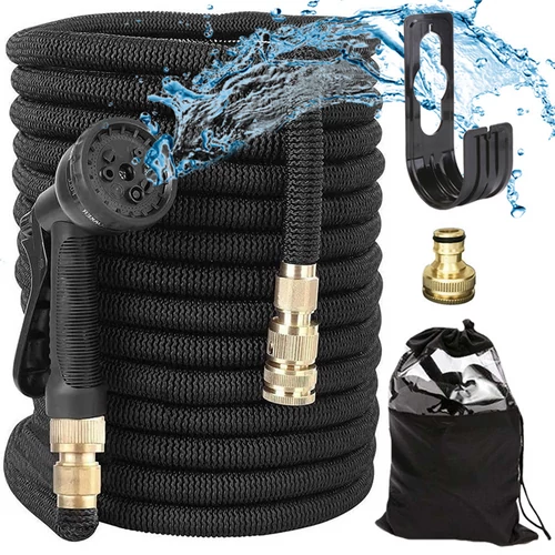 45 m-es nyomásra táguló ruganyos locsolócső, ajándék 8 funkciós fejjel