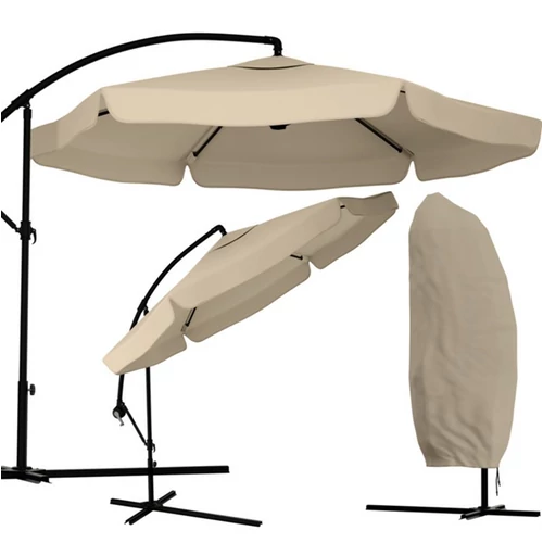 Függő Gémes Kitekerhető Napernyő, 3 m, beige, takaróponyvával, 230g/m2