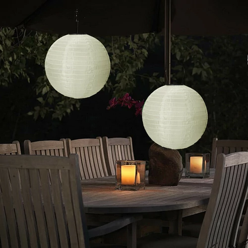 Nagyméretű Napelemes Party LED Lampion, 40 cm, mentazöld, 1db